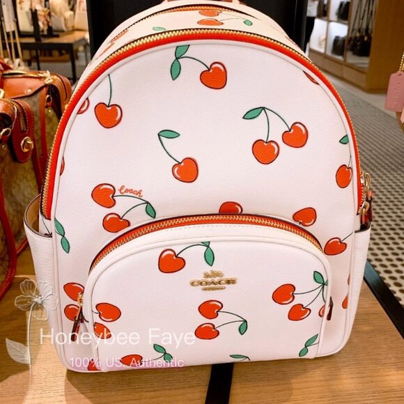 Like New Coach Court Backpack With Cherry🍒Print Chalk Multi - Picture 1 of 8